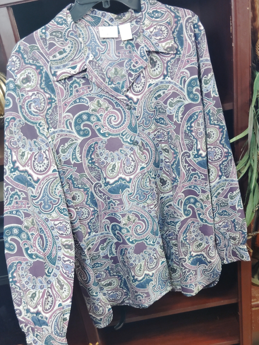 Allison Daley Purple Paisley Casual Button-Down Shirt